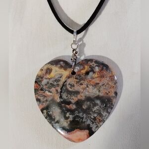 Black Crazy Lace Agate Heart Necklace